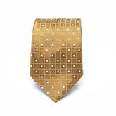 GOLDEN GRID TIE AND POCKET SQUARE SET